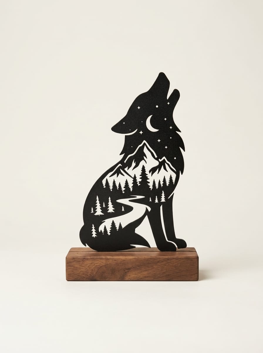 Escultura Lobo da Noite & Floresta