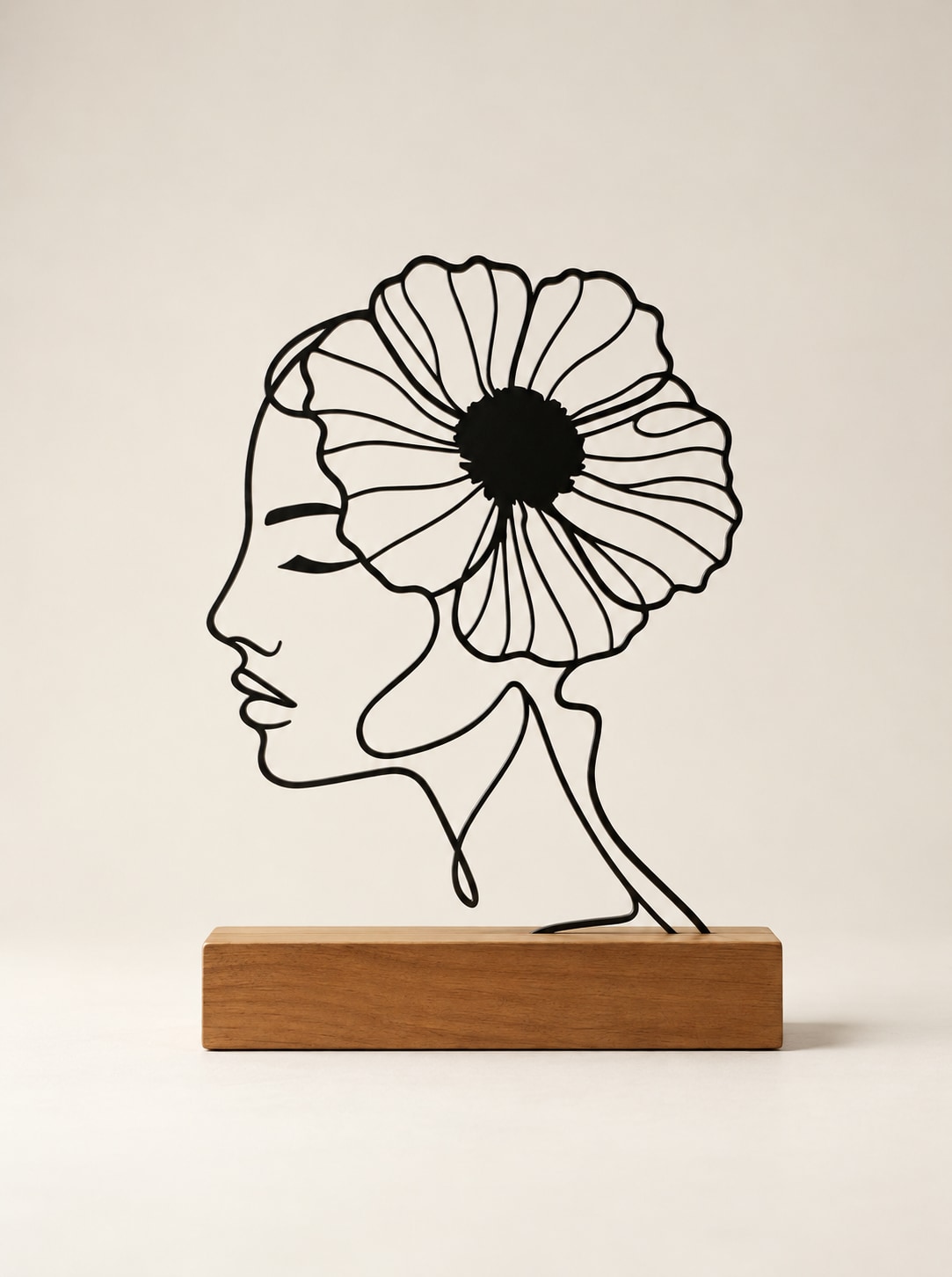 Escultura Aramada Rosto & Flor Papoula
