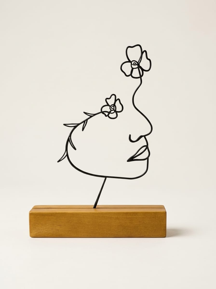 Escultura Aramada Minimalista & Duas Flores