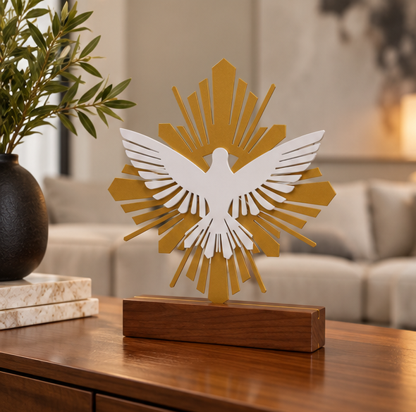 Escultura de Mesa Espírito Santo com Resplendor foto 2
