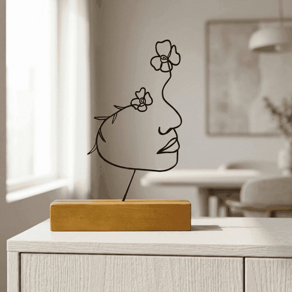 Escultura Aramada Minimalista & Duas Flores foto 2