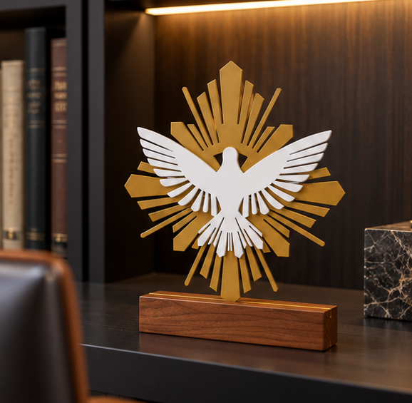 Escultura de Mesa Espírito Santo com Resplendor foto 3